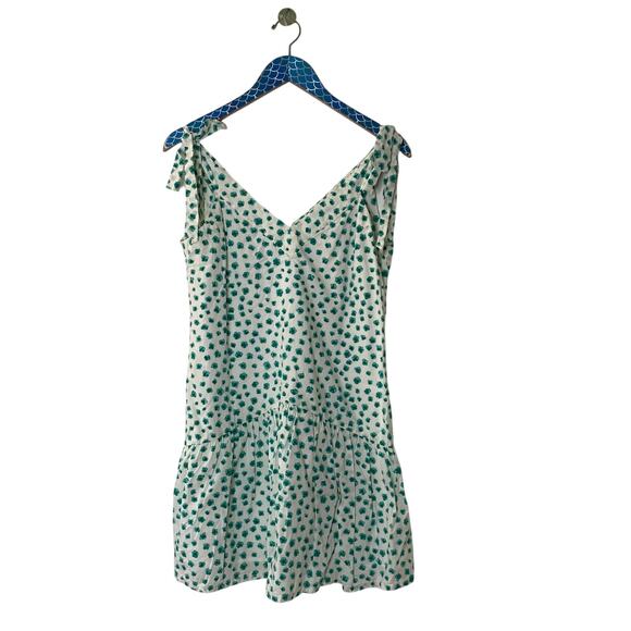 REBECCA TAYLOR Daisy Poplin Green Polka Dot Mini Dress Size Small - Picture 2 of 9